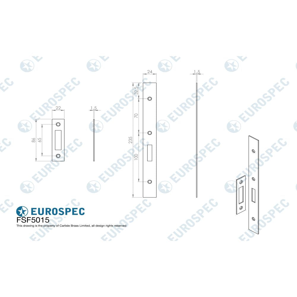 High quality image of Eurospec - Din Deadlock Forend & Strike Pack | Sku. fsf5015mbrz | Trade Door Handles, Kendal.