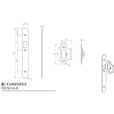 This image is a line drwaing of a Eurospec - Forend Strike & Fixing Pack To Suit Din Latch-Satin Stainless Steel-R available to order from Trade Door Handles in Kendal