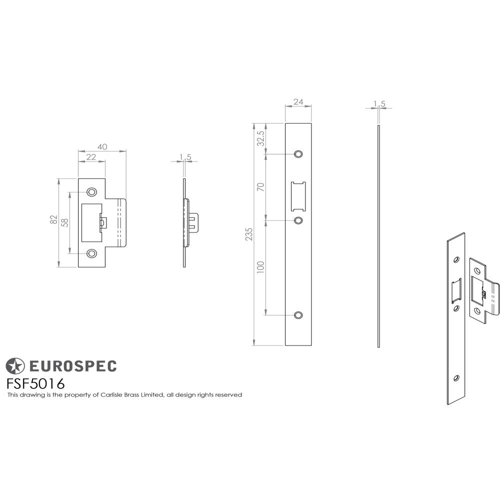 High quality image of Eurospec - Din Latch Forend & Strike Pack | Sku. fsf5016mbrz | Trade Door Handles, Kendal.