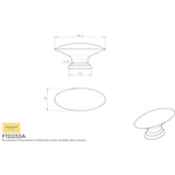 This image is a line drwaing of a FTD - Oval Knob - Satin Nickel available to order from Trade Door Handles in Kendal