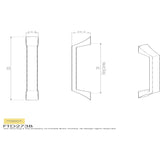 This image is a line drwaing of a FTD - Halcyon Handle 128mm - Satin Nickel available to order from Trade Door Handles in Kendal