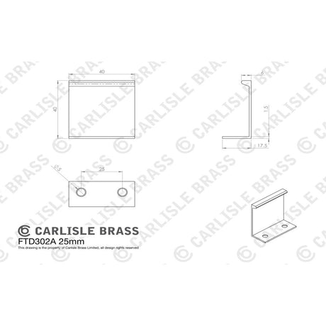 This image is a line drwaing of a Carlisle Brass - Squared Edge Pull 40mm - Satin Nickel available to order from Trade Door Handles in Kendal