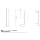 This image is a line drwaing of a FTD - Slim D Handle 220mm Satin Nickel - Satin Nickel available to order from Trade Door Handles in Kendal