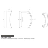 This image is a line drwaing of a FTD - Valetta Bow Handle 160mm - Satin Nickel available to order from Trade Door Handles in Kendal