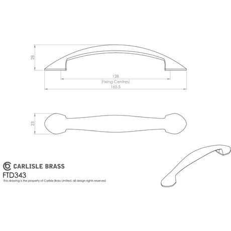 This image is a line drwaing of a FTD - Platypus Bow Handle - Satin Nickel available to order from Trade Door Handles in Kendal