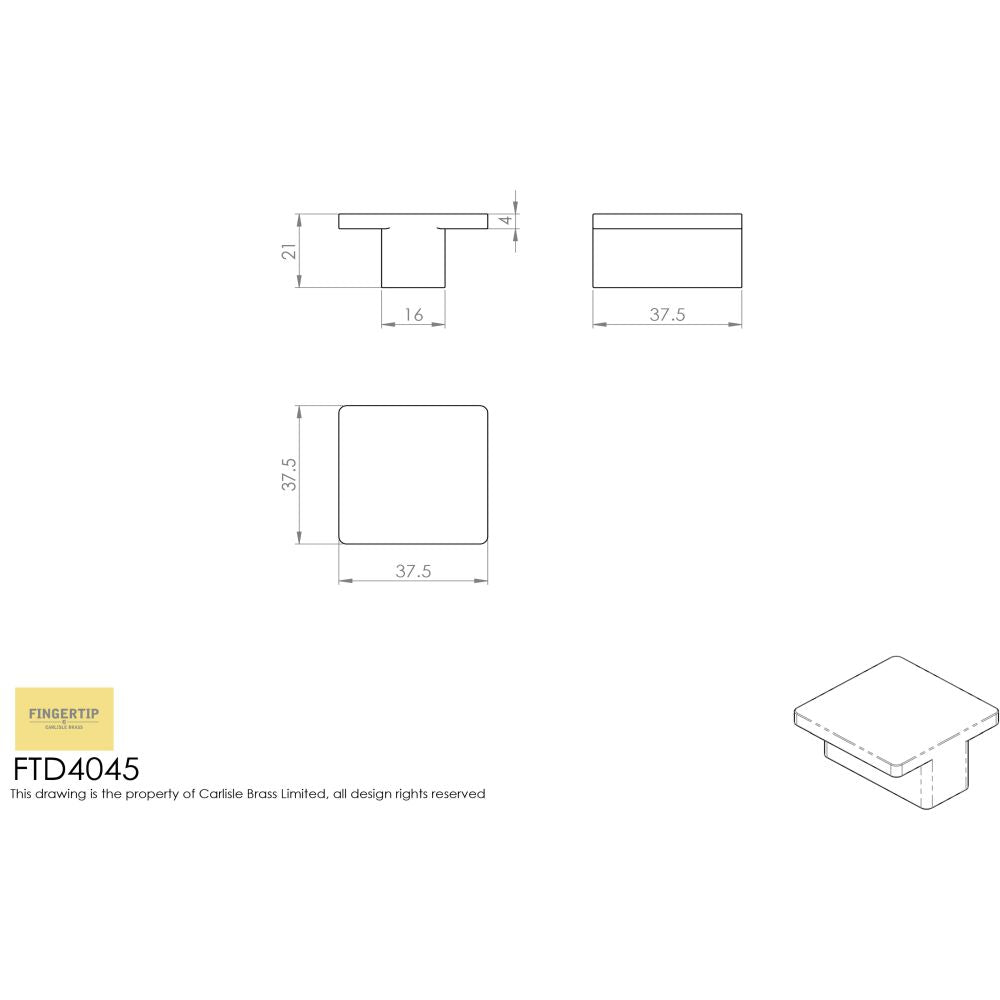 This image is a line drwaing of a FTD - Marin Knob - Satin Nickel available to order from Trade Door Handles in Kendal