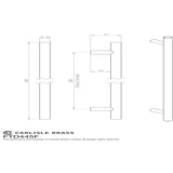 This image is a line drwaing of a FTD - Steel T-Bar Handle 288mm - Satin Nickel available to order from Trade Door Handles in Kendal