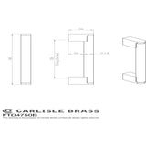 This image is a line drwaing of a FTD - Bar Handle 128mm - Satin Nickel/Stainless Steel available to order from Trade Door Handles in Kendal