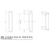 This image is a line drwaing of a FTD - Bar Handle 160mm - Satin Nickel/Stainless Steel available to order from Trade Door Handles in Kendal