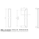 This image is a line drwaing of a FTD - Bar Handle 608mm - Satin Nickel/Stainless Steel available to order from Trade Door Handles in Kendal