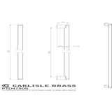 This image is a line drwaing of a FTD - Bar Handle 864mm - Satin Nickel/Stainless Steel available to order from Trade Door Handles in Kendal