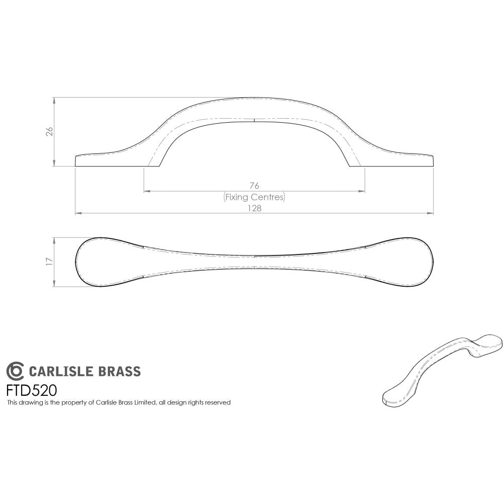 This image is a line drwaing of a FTD - Shaker Style Handle 76mm - Polished Chrome available to order from Trade Door Handles in Kendal