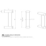 This image is a line drwaing of a FTD - Bar Handle 160mm - Satin Nickel available to order from Trade Door Handles in Kendal