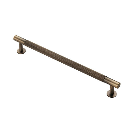 This is an image of a FTD - Knurled Pull Handle 224mm c/c - Antique Brass that is availble to order from Trade Door Handles in Kendal.