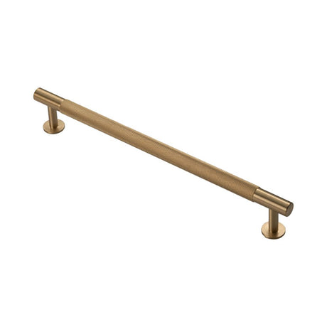 This is an image of a FTD - Knurled Pull Handle 224mm c/c - Satin Brass that is availble to order from Trade Door Handles in Kendal.