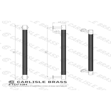 This image is a line drwaing of a Carlisle Brass - Lines Pull Handle 320mm c/c - Satin Brass available to order from Trade Door Handles in Kendal