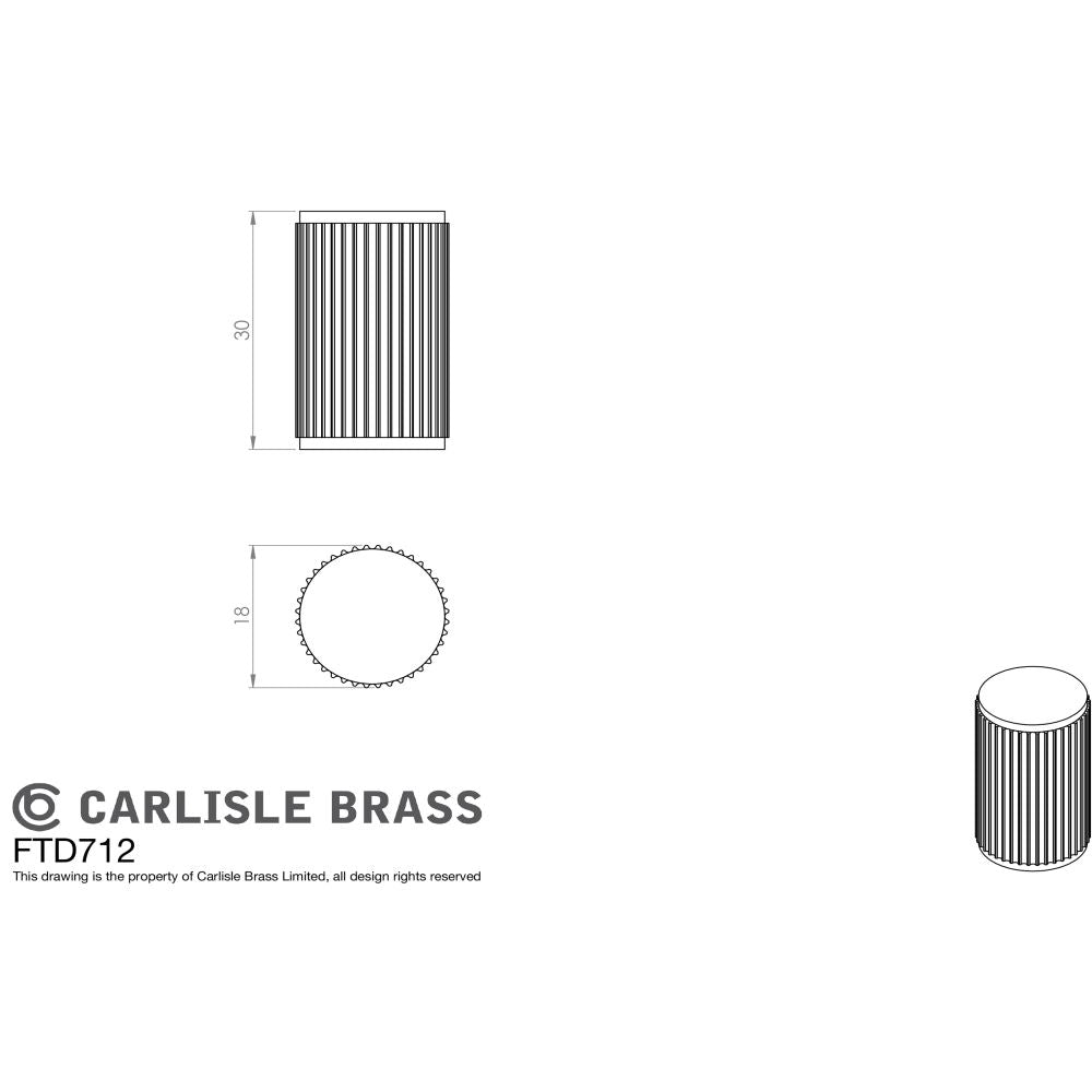 This image is a line drwaing of a Carlisle Brass - Lines Knob - Matt Black available to order from Trade Door Handles in Kendal