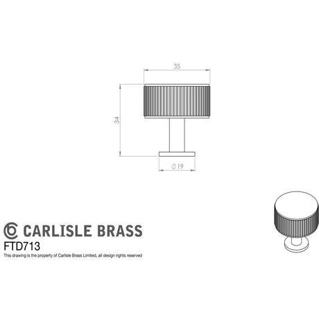 This image is a line drwaing of a Carlisle Brass - Lines Radio Knob - Satin Nickel available to order from Trade Door Handles in Kendal