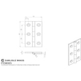 This image is a line drwaing of a FTD - 64 x 35mm Cabinet Hinge - Self Colour available to order from Trade Door Handles in Kendal