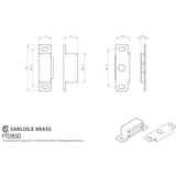 This image is a line drwaing of a FTD - Superior Steel Magnetic Catch - Nickel Plate available to order from Trade Door Handles in Kendal