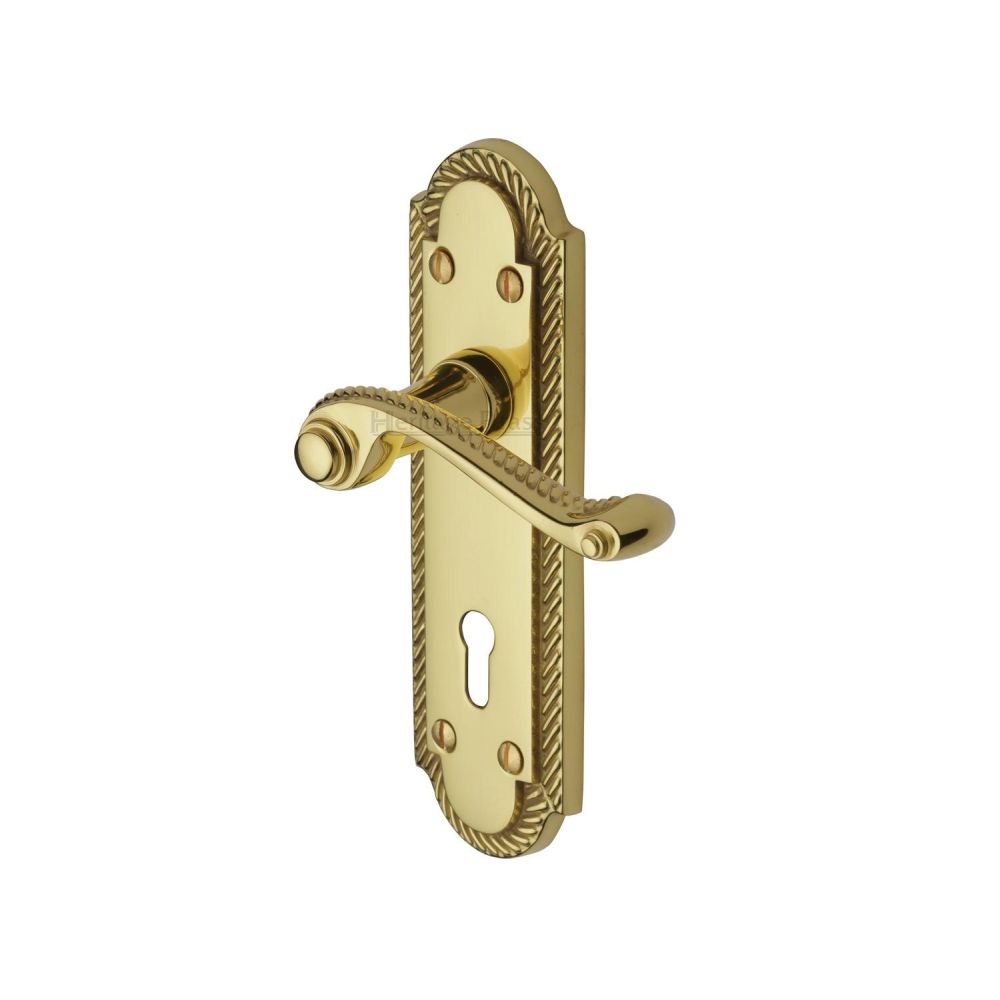 This is an image of a Heritage Brass - Door Handle Lever Lock Gainsborough Design Polished Brass Finish, g010-pb that is available to order from Trade Door Handles in Kendal.