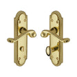 This is an image of a Heritage Brass - Door Handle for Bathroom Gainsborough Design Polished Brass Finish, g025-pb that is available to order from Trade Door Handles in Kendal.