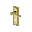 This is an image of a Heritage Brass - Door Handle Lever Lock Georgian Design Polished Brass Finish, g040-pb that is available to order from Trade Door Handles in Kendal.