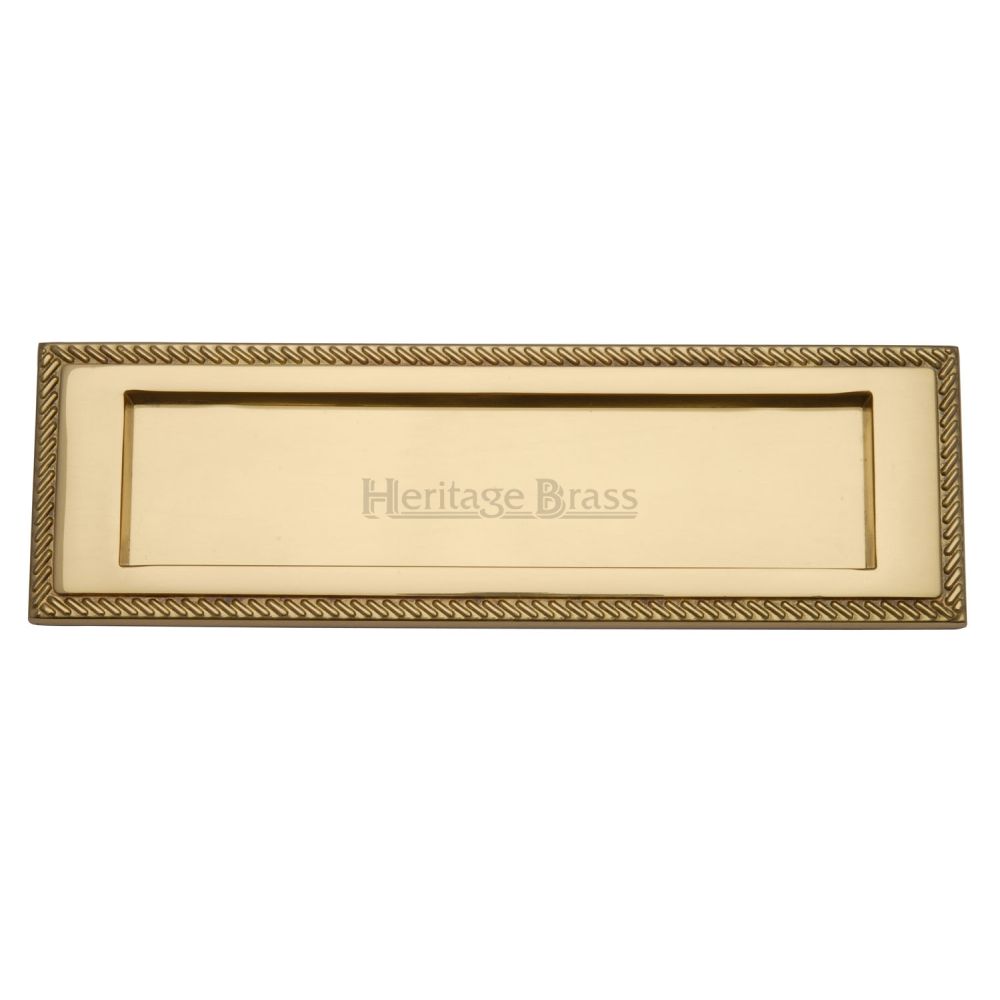 This is an image of a Heritage Brass - Georgian Rope Letterplate 11" x 3 1/2" Polished Brass Finish, g220-11-pb that is available to order from Trade Door Handles in Kendal.