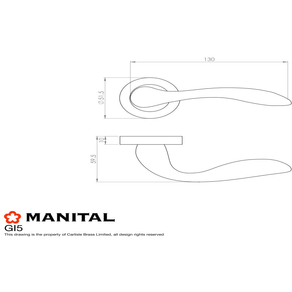 This image is a line drwaing of a Manital - Giava Lever on Round Rose - Polished Chrome available to order from Trade Door Handles in Kendal