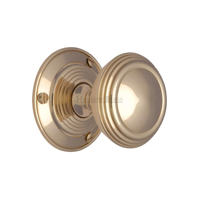 This is an image of a Heritage Brass - Mortice Knob on Rose Goodrich Design Polished Brass Finish, goo986-pb that is available to order from Trade Door Handles in Kendal.