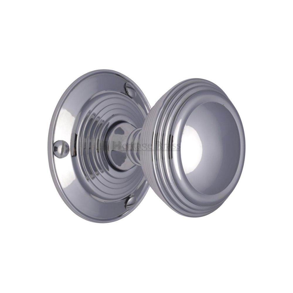 This is an image of a Heritage Brass - Mortice Knob on Rose Goodrich Design Polished Chrome Finish, goo986-pc that is available to order from Trade Door Handles in Kendal.