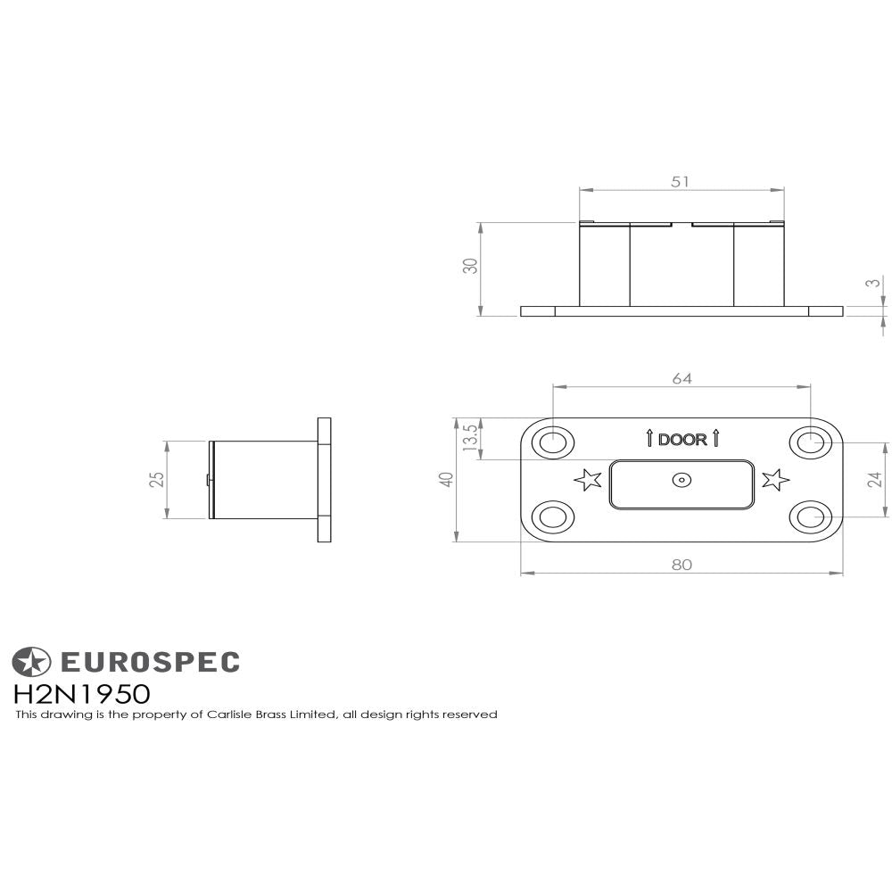 High quality image of Eurospec - Enduromax Emergency Release Door Stop - SSS | Sku. h2n1950sss | Trade Door Handles, Kendal.
