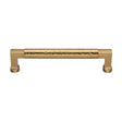 This is an image of a Heritage Brass - Cabinet Pull Bauhaus Hammered Design 160mm CTC Satin Brass Finish, ham0312-160-sb that is available to order from Trade Door Handles in Kendal.