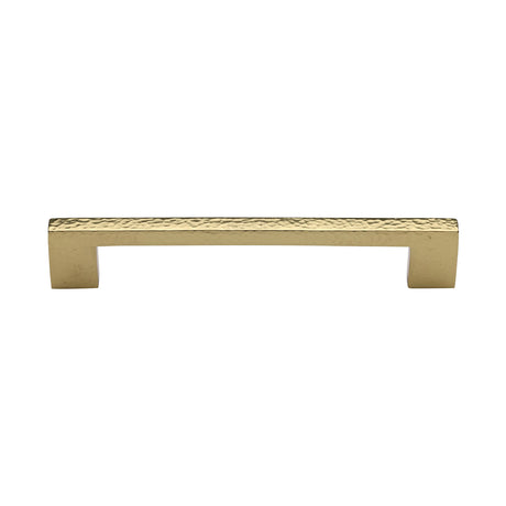 This is an image of a Heritage Brass - Cabinet Pull Metro Hammered Design 160mm CTC Polished Brass Finish, ham0337-160-pb that is available to order from Trade Door Handles in Kendal.