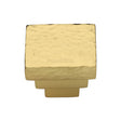 This is an image of a Heritage Brass - Cabinet Knob Square Stepped Hammered Design 32mm Polished Brass finish, ham3672-32-pb that is available to order from Trade Door Handles in Kendal.