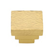 This is an image of a Heritage Brass - Cabinet Knob Square Stepped Hammered Design 32mm Satin Brass finish, ham3672-32-sb that is available to order from Trade Door Handles in Kendal.