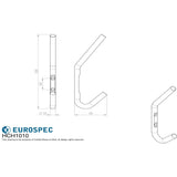 This image is a line drwaing of a Eurospec - Hat and Coat Hook - Bright Stainless Steel available to order from Trade Door Handles in Kendal