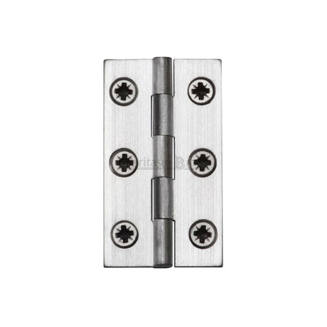 This is a image of a Heritage Brass - Hinge Brass 2" X 1 1/8" Sat. Chrome Finish that is available to order from Trade Door Handles in Kendal