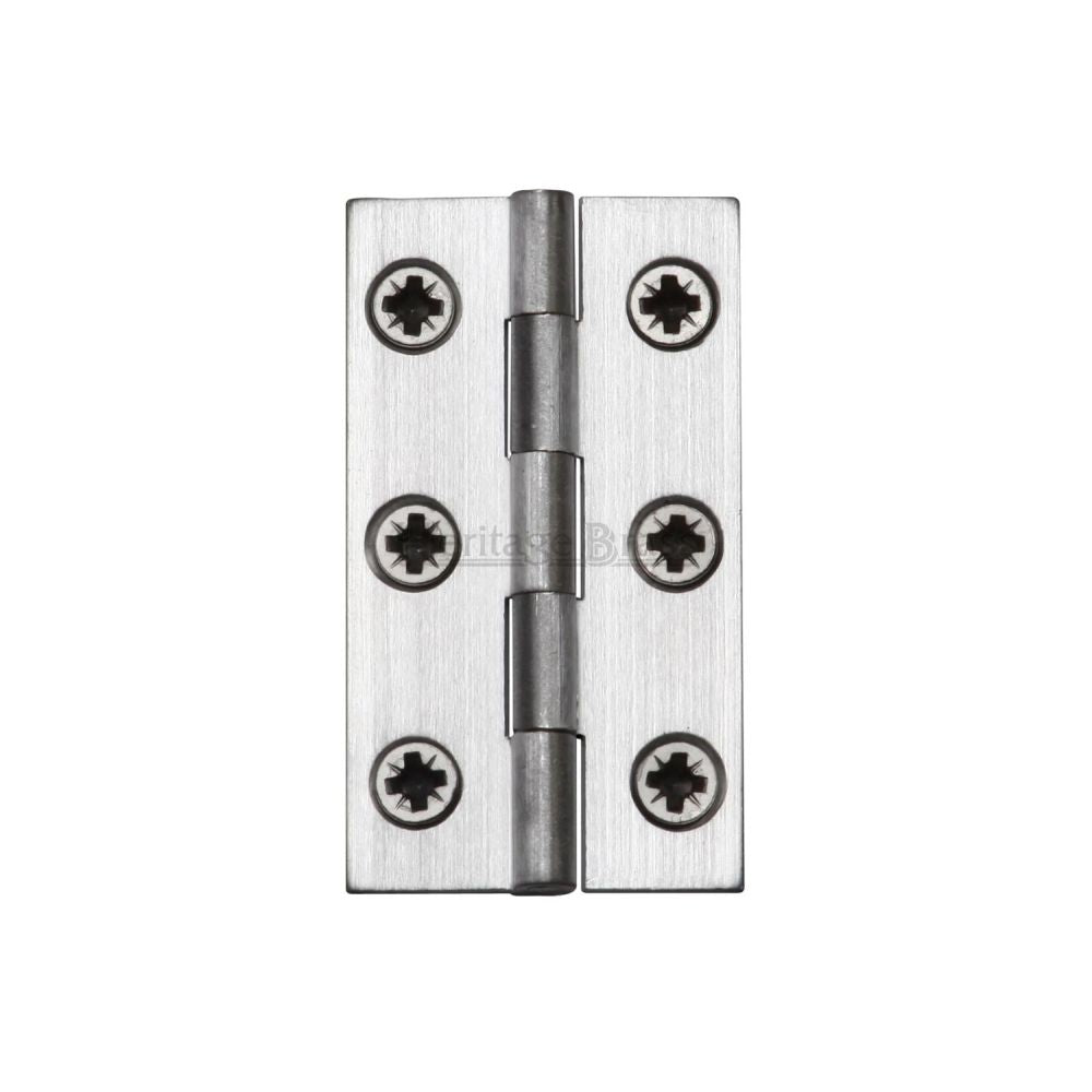 This is an image of a Heritage Brass - Hinge Brass 2" X 1 1/8" Satin Chrome Finish, hg99-115-sc that is available to order from Trade Door Handles in Kendal.