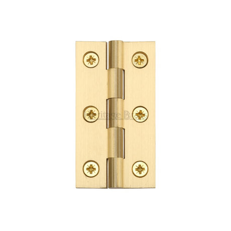 This is a image of a Heritage Brass - Hinge Brass 2 1/2" x 1 3/8" Sat. Brass Finish that is available to order from Trade Door Handles in Kendal