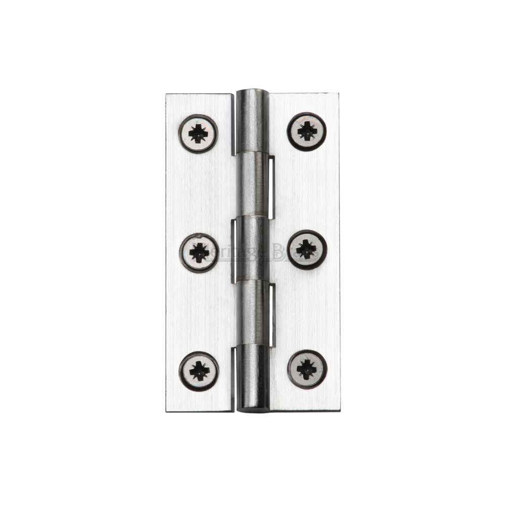 This is an image of a Heritage Brass - Hinge Brass 2 1/2" x 1 3/8" Satin Chrome Finish, hg99-120-sc that is available to order from Trade Door Handles in Kendal.