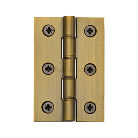 This is an image of a Heritage Brass - Hinge Brass with Phosphor Washers 3" x 2" Antique Brass Finish, hg99-345-at that is available to order from Trade Door Handles in Kendal.