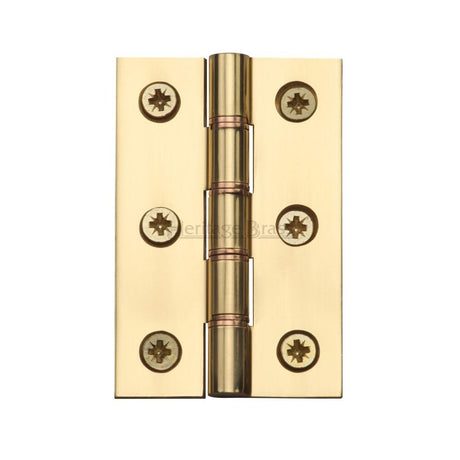This is an image of a Heritage Brass - Hinge Brass with Phosphor Washers 3" x 2" Polished Brass Finish, hg99-345-pb that is available to order from Trade Door Handles in Kendal.