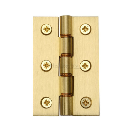 This is an image of a Heritage Brass - Hinge Brass with Phosphor Washers 3" x 2" Satin Brass Finish, hg99-345-sb that is available to order from Trade Door Handles in Kendal.