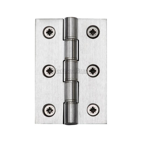 This is an image of a Heritage Brass - Hinge Brass with Phosphor Washers 3" x 2" Satin Chrome Finish, hg99-345-sc that is available to order from Trade Door Handles in Kendal.