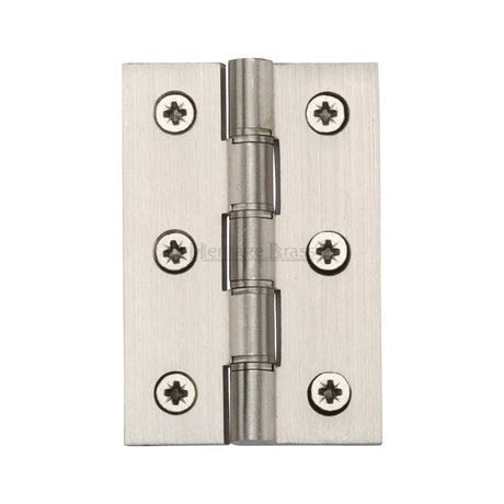 This is an image of a Heritage Brass - Hinge Brass with Phosphor Washers 3" x 2" Satin Nickel Finish, hg99-345-sn that is available to order from Trade Door Handles in Kendal.