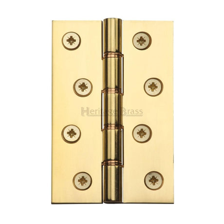 This is an image of a Heritage Brass - Hinge Brass with Phosphor Washers 4" x 2 5/8" Polished Brass Finish, hg99-350-pb that is available to order from Trade Door Handles in Kendal.