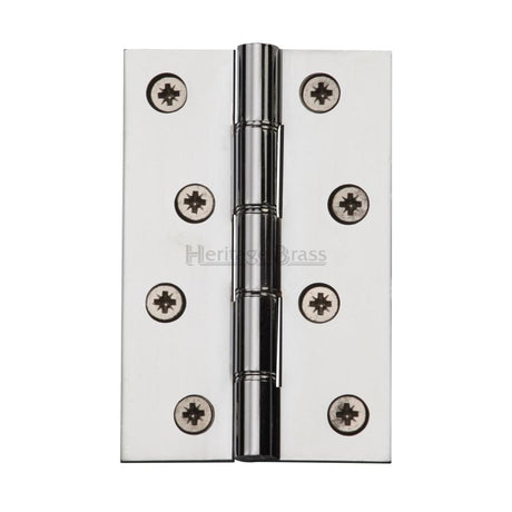 This is an image of a Heritage Brass - Hinge Brass with Phosphor Washers 4" x 2 5/8" Polished Chrome Finis, hg99-350-pc that is available to order from Trade Door Handles in Kendal.
