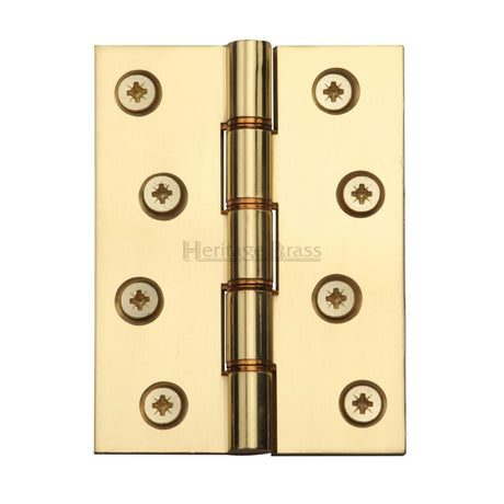 This is an image of a Heritage Brass - Hinge Brass with Phosphor Washers 4" x 3" Polished Brass Finish, hg99-355-pb that is available to order from Trade Door Handles in Kendal.