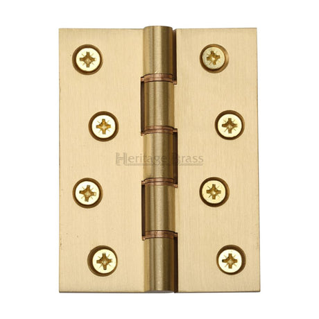 This is an image of a Heritage Brass - Hinge Brass with Phosphor Washers 4" x 3" Satin Brass Finish, hg99-355-sb that is available to order from Trade Door Handles in Kendal.